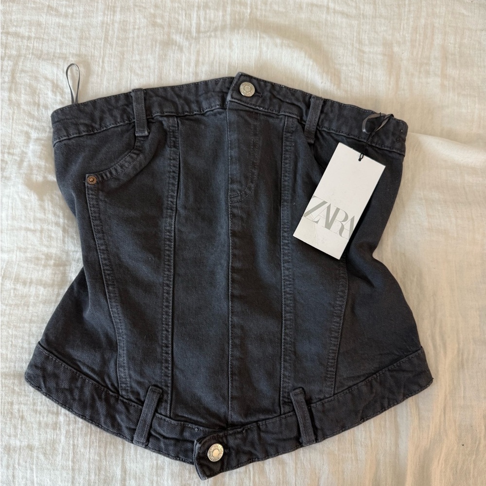 Zara Black Denim Corset Top